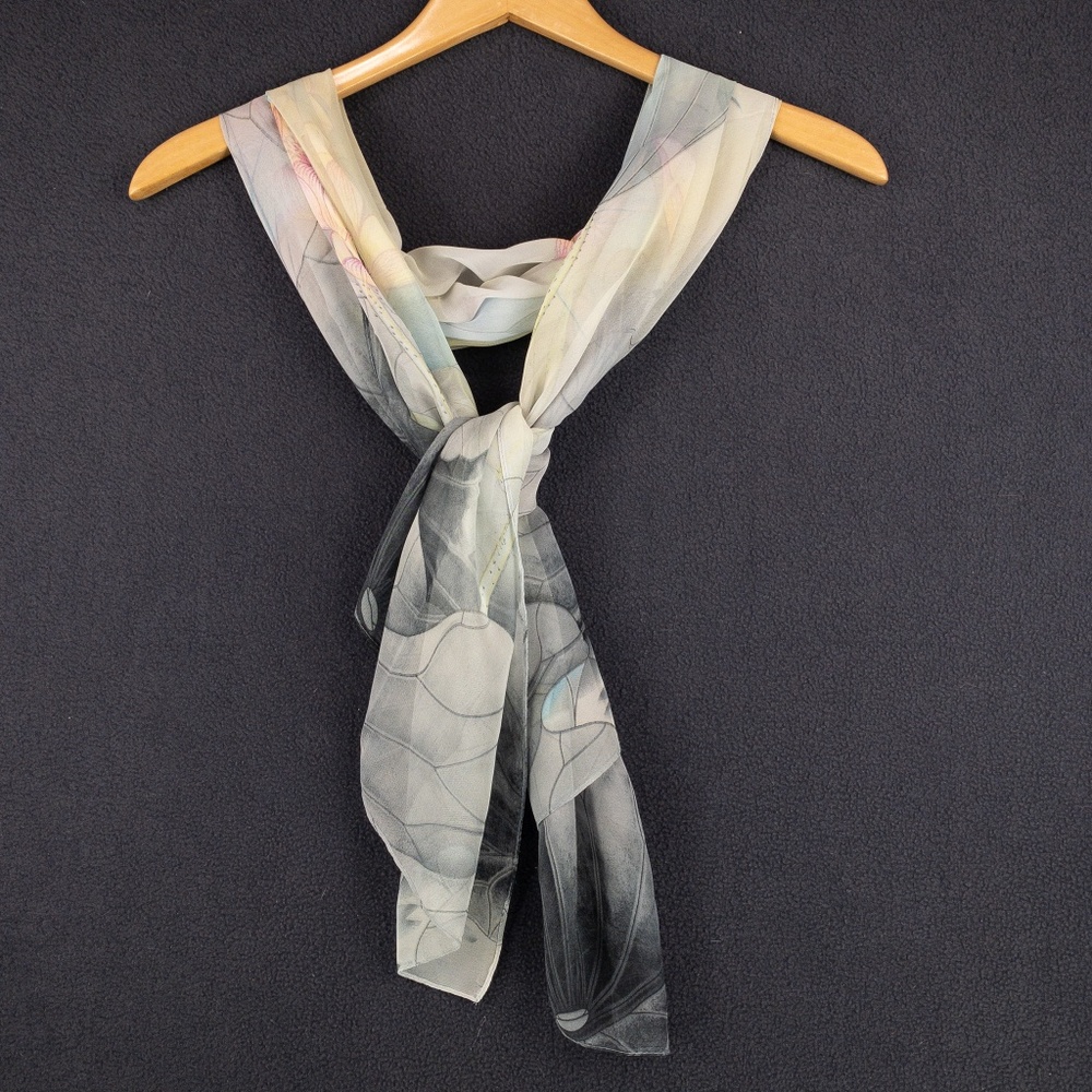 Womens Scarf Sheer Floral 20 Inches by 64 Inches Rectangular Chiffon